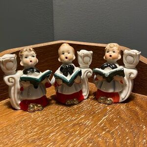 Vintage 1950s Era Choir Boys Candleholder Figurines Japan - Set Of 3